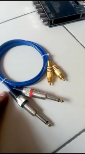 KABEL JACK AUDIO AKAI MONO 65MM KE DUAL RCA KITANI KABEL AUDIA RCA 2 IN 2 METERAN