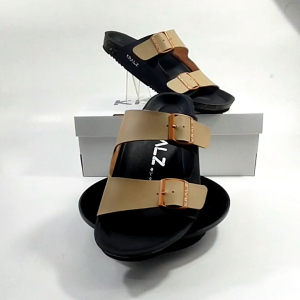 KRALZ - Sendal Pria Casual Sandal Slop Slipper Nobu Krem Hitam