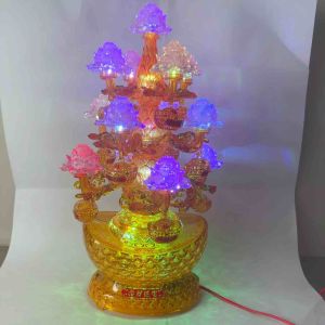 Fengshui Rotating Lotus Flower with Money Bar Ingot Money Tree Wealth Tree Living Room Home Decor