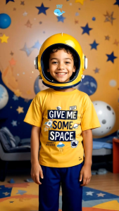 Setelan Baju Kaos Pendek Celana Panjang Anak Laki-Laki Astronot Series Bahan Katun Combed 30s