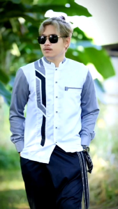 Hilwa Baju Koko Lengan Panjang Motif Sinergi Kemeja Koko Hadroh Gus Azmi Katun Toyobo Kemko Muslim Pria Azzahir Sinergi Putih Hitam Army Model Baru Polos XXL