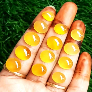 Batu Akik Natural Yellow Sunkist Chalcedony HQ Top Giwang Body Glass