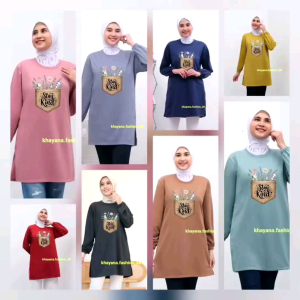 Kaos Tunik Wanita Dewasa Motif Kantong Tengah Stay Kind Baju Tunik Kekinian
