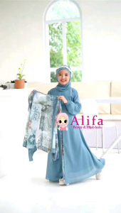 Lesha gamis anak remaja bahan ceruty printing free outer pashmina