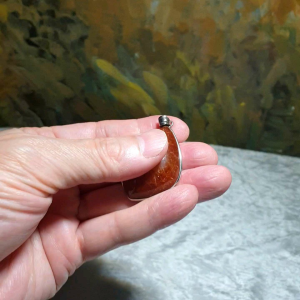 Gegegems Collection 21.25 grams large size all natural reddish golden Rutilated Quartz and 925 Silver pendant [Natural Crystal] 21.25克大尺寸红金丝发晶925银吊坠