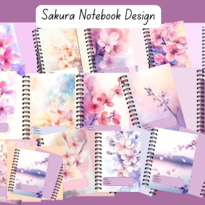 Sakura Notebook Design Spiral Bound Notebooks with Cherry Blossom Covers for Journaling or Note Taking