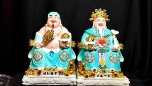 [ Cao 20 cm - Mão rồng ] TƯỢNG THẦN TÀI  THỔ ĐỊA  MÀU XANH LAM - CHẤT LIỆU BỘT ĐÁ TƯỢNG THẦN TÀI  THỔ ĐỊA  MÀU XANH LAM