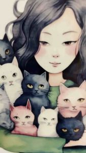 College Writing Notebooks A5 size with 80 leaves. Laminated glossy cover with different cute designs! Comes with vertical and graph grid pages too! Cat Chibi Girl and Aesthetic design with free pen