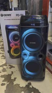 Crown PD-116 Portable Dancing Light Speaker 10X2" 15000watts PMPO Translucent Baffle for Parties