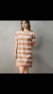 New fashion loose women dress original stripes cotton W/pocket Large to plus dress IPWT