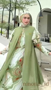 DRESS GAMIS SET HIJAB MODE LAURA TERBARU BY NINONA 100% ASLI REAL MASIH BANYAK MODE LAIN FAUZANA LAUDYA