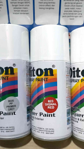 Pilok Cat Diton Paket Lengkap 3 Kaleng 300cc Merah Signal Red 823 Primer Grey 8020 Clear Glossy 8540