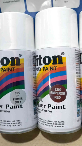 Pilok Cat Diton Paket Lengkap 3 Kaleng 300cc Emperor Red 8200 Primer Grey 8020 Clear Glossy 8540