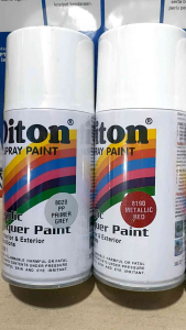 Paket Lengkap Pilok Cat Diton Metalik Red & Primer Grey