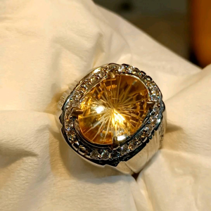 CINCIN BATU YELLOW CITRINE CUTTING CUSTOM SUPER KUALITAS