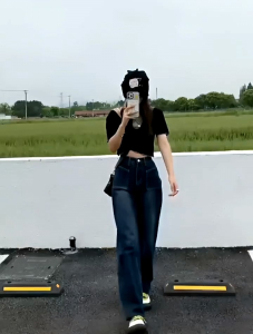 Celana Kulot Jeans Premium Highwaist Loose Jeans Ada Kantong Depan Korean Style