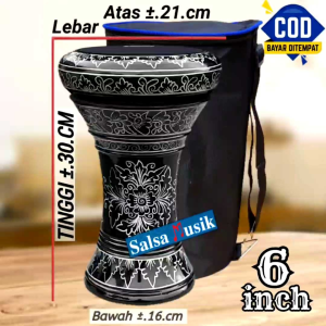 Darbuka Kayu Atau Dumbuk Mini 6 Inch Hitam Silver Power Beat