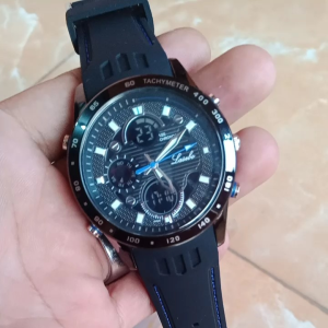 Balikadenshop Jam Tangan Sport Pria LASEBO LSB203 Dual Time Rubber Strap