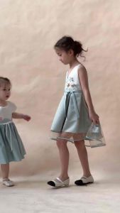 Cutieland - Đầm tiệc sự kiện bé gái phi xanh tùng ren