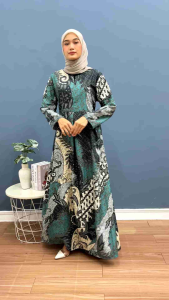 Gamis Batik Wanita Muslimah Lengan Panjang Maksi Jumbo