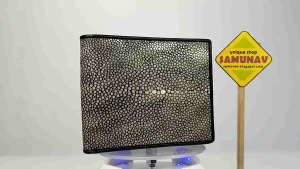 Dompet Pria Kulit Ikan Pari POLISH Warna Hitam Abu