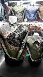 Batik Moderen  Couple Ayah dan Anak Katun Solo Sage