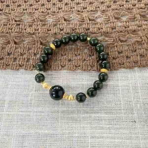 Spinach Green Hetian Bracelet 菠菜绿碧玉手串 8mm+12mm