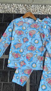 ชุดเด็ก ชุดใส่นอน ชุดใส่เล่น เด็กหญิงเด็กชาย ลายหมูเด้ง ผ้านิ่มๆสีสดสีไม่ตกบางเบาใส่สบาย แขนยาว+ขายาว(ย+ย)หมูเด้ง เบบี้ฮิปโป