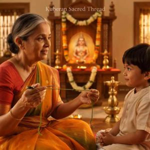 Green Kuberan Sacred Rope | Hindu Prosperity Wrist Thread | Spiritual Protection Money Attraction Kayiru