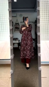 Setelan Tunik Wanita Kekinian Oneset Midi Asmara Set Long Set Tunik Fashion Muslim Wanita