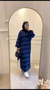 DRESS JUMBO LD 130-140 CM FIT XXXXL MODEL BATWING PREMIUM / MAGE GAMIS POLOS BAHAN KAOS COTTON STRIPE HQ BY MPMF