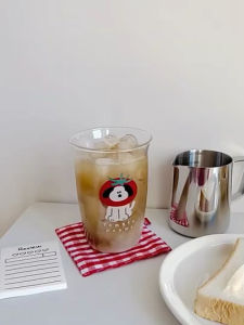 แก้วน้ำ แก้วกาแฟลายมะเขื่อเทศและน้องหมา แก้วมัทฉะ แก้วชาเขียว ลายน่ารัก