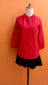 atasan wanita merah garis THE EXECUTIVE cewek S M lengan panjang kerja kuliah