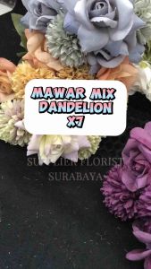 [MAWAR MIX DANDELION X7] 7 KEPALA BUNGA PALSU ARTIFICIAL FLOWER MAWAR CAMPUR POM POM PINGPONG ROSES MIXED DANDELION BUNGA HIAS VAS BUNGA VASE HOME DECORATION TABLE DEKORASI MEJA RUANG TAMU CAKE DECORATION BAKERY FLORIST SURABAYA PERLENGKAPAN BUNGA DIY
