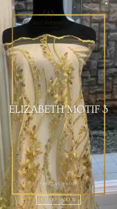 Bahan Kebaya Kain Brokat Tile Full Payet Elizabeth Warna Lime