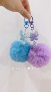 Ganci Pom bulu Gantungan Tas HP Kunci lucu Pita Kupu Phonestrap Bagcharm kawai Cute Aesthetic