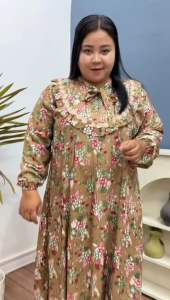 MAXI dress rayon jumbo xxxxl LD 130 muat bb 100kg-Gamis rayon oversize BUSUI kekinian 2024 terbaru