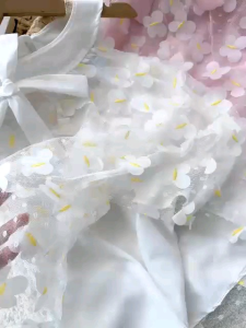 Váy ren hoa bướm màu trắng xinh xắn cho bé gái 7 - 22kg