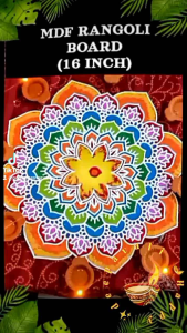 PEACOCK AND MANDALA DESIGN MDF RANGOLI BOARD (16 INCH)