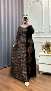 Gamis Terbaru twill rayon premium pekalongan gamis twil batik cap super abstrak - Home Dress Homey Kolase