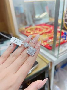 Mặt dây chuyền hình thoi đính đá tấm full tia xi bạch kim siêu sáng Kami trang sức sỉ MT284T