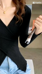 TM 8699 Atasan Julian Knit Wrap Top Import