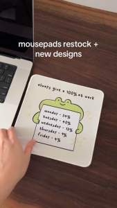 Byjolyn Cute Illustrated Mouse Pad for Work 20x20cm Anti-Slip 4mm Thick Durable Office Home Accessory Gift Idea