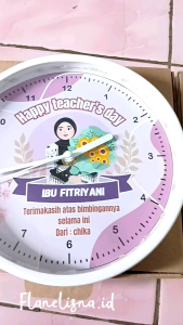 JAM DINDING KACA20CM HADIAH GURU|HAMPERS GIFT GURU|GIFT TEACHER DAY SOUVENIR