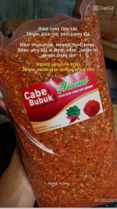 cabe bubuk extra pedas wangi daun jeruk kemasan 1 kg