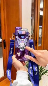 Botol Minum Anak Tali Panjang 2in1 Sedotan Teguk Melody Kuromi Cinnamoroll 580ML/2304