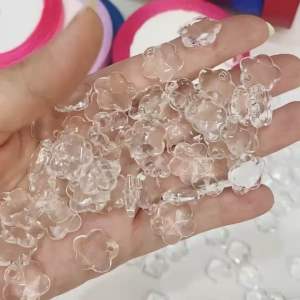 100G Chuỗi Hạt Bông Mai Treo(lổ xỏ lệch) 15mm Pha Lê Nhựa Trang Trí