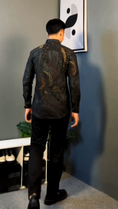 KEMEJA BATIK PRIA LENGAN PANJANG SIZE M L XL BSWART BatiK HRB026 Kenongo Hem Panjang Padi