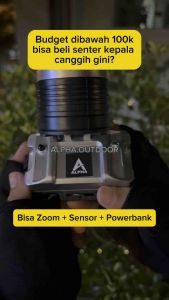 Senter Kepala Zoom Sensor & Powerbank ALPHA T-18A Dengan Baterai Indikator