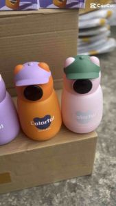 Botol Kaca Anak Bear Sport Model Topi 450 ML / Botol Minum Anak Kaca Modern